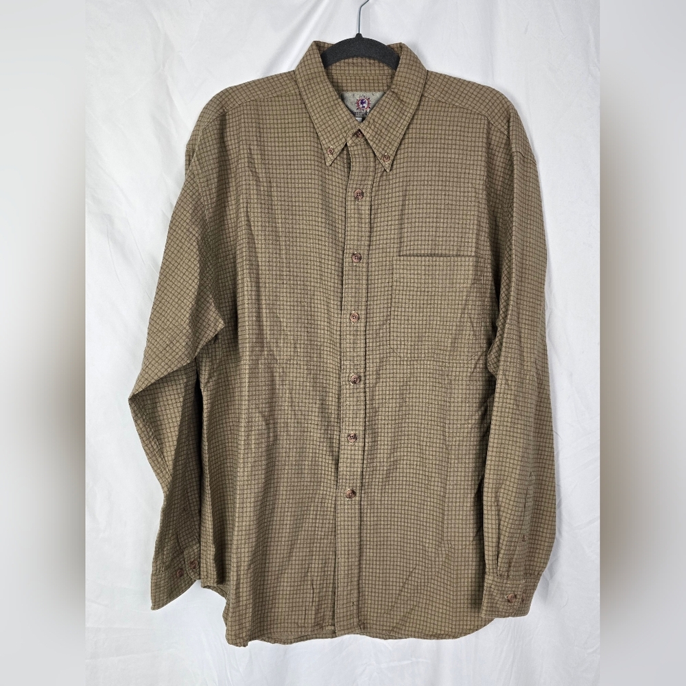 The Territory Ahead Classic Plaid Beige Preppy Long Sleeve Shirt Men's sz L